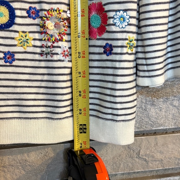 Talbots Striped Sweater with Floral Embellishments - Picture 10 of 11